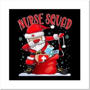 Nurse Squad Dabbing Santa Claus Christmas Posters and Art